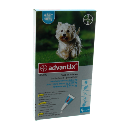 Zielig schraper parallel Advantix Hond Spot On 100/500 tot 4-10kg Advantix